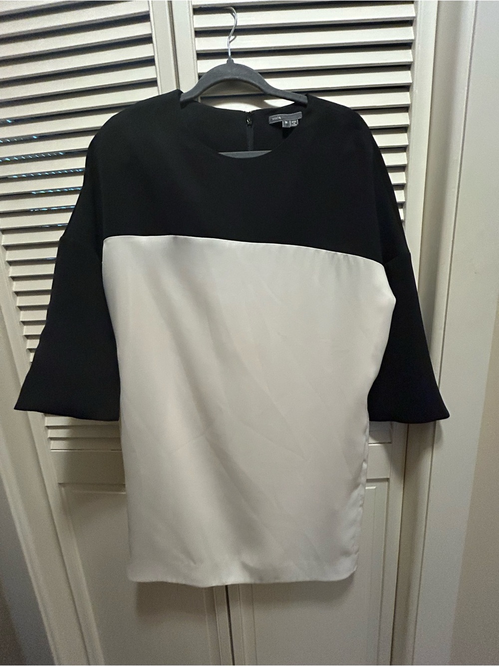 Vince Black and White Colorblock Dress